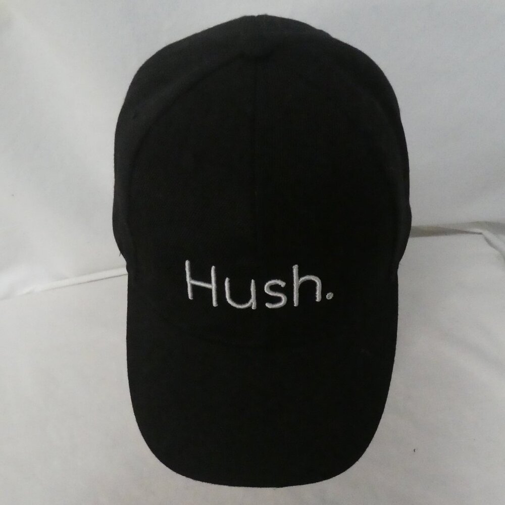 HUSH. | OS one size | Black Baseball Cap | Adjustable Velcro Strap Back